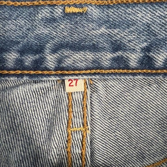 Levi's White Cone Oak Denim Cutoff Shorts Distressed Women's 27 High Rise - Picture 4 of 7